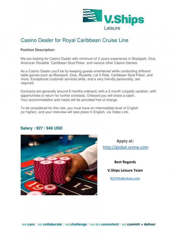 Casino Dealer for Royal Caribbean Cruise Line 1