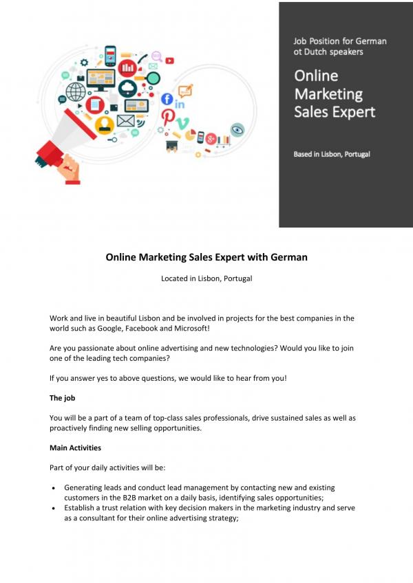 Online Marketing Sales Expert with German 1