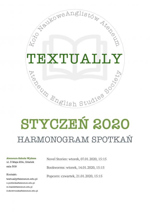 Textually plakat harmonogram styczen 1